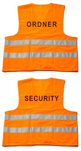 T-PRO Warnweste (Farbe: Orange) - Aufdruck: ORDNER, SECURITY oder PRESSE