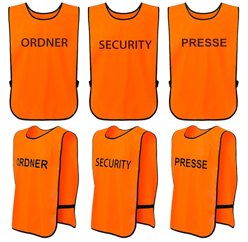 T-PRO Warnweste (Farbe: Orange) - Aufdruck: ORDNER, SECURITY oder