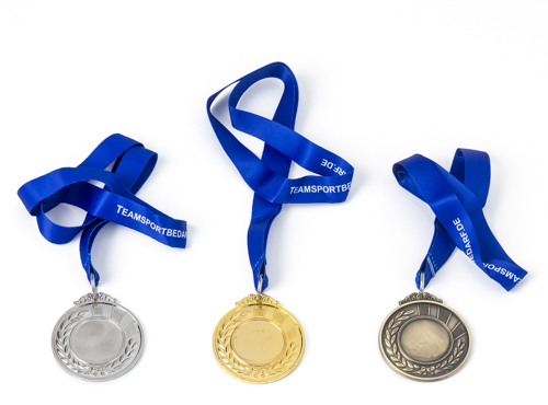 silver und bronzefarben mit Band 3er Set Fußball Medaille Metall 50mm gold- 